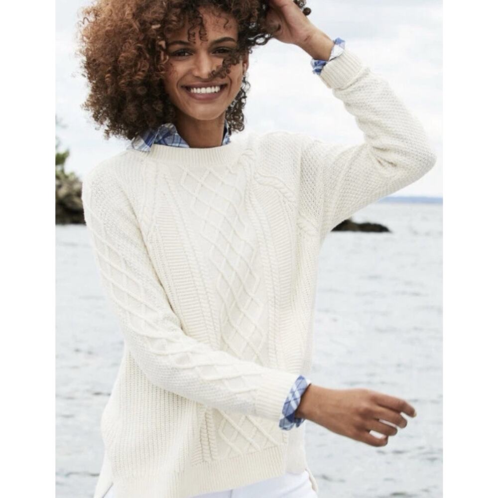 Vineyard‎ Vines Women’s M Raglan Fisherman Sweater Ivory/Cream